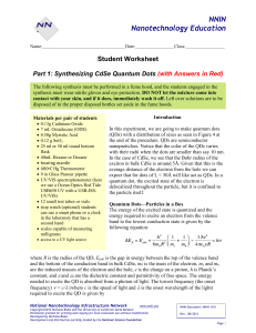 Student Worksheet Part 1 Synthesis w/ answers