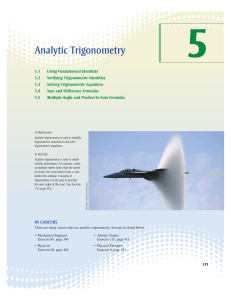 Analytic Trigonometry - Teacher ToolboxPRO 2
