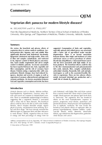 Vegetarian diet: panacea for modern lifestyle diseases?