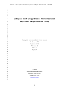 Earthquake Depth-Energy Release: Thermomechanical Implications