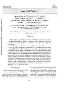 short term clinical outcome of percutaneous balloon mitral