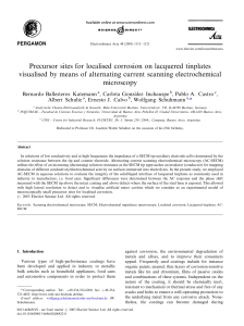 Precursor sites for localised corrosion on lacquered tinplates