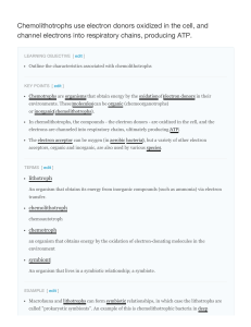 Chemolithotrophs use electron donors oxidized in the