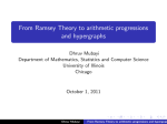 From Ramsey Theory to arithmetic progressions and hypergraphs