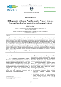 Bibliographic Vision on Plant Immunity Primary Immune System