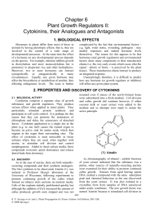 Plant Growth Regulators II: Cytokinins, their Analogues and