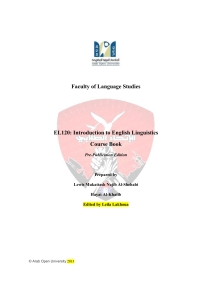 Faculty of Language Studies EL120: Introduction to English