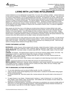 Lactose Intolerance - University of California, Berkeley