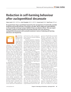 Reduction in self-harming behaviour after zuclopenthixol decanoate