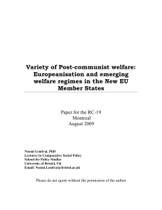 Variety of Post-communist welfare: Europeanisation and emerging
