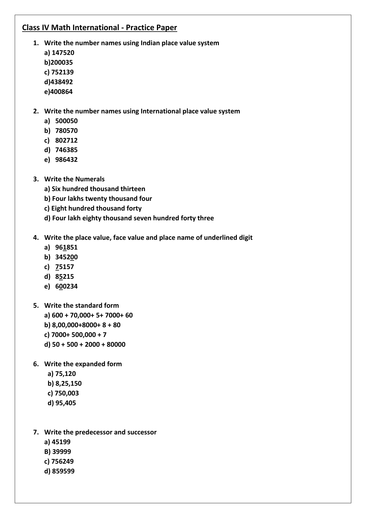 Class 4 Math International Sa 1 Practice