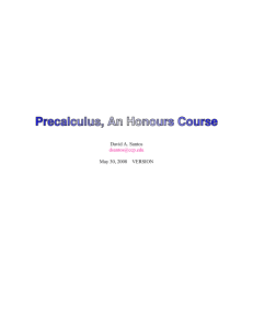 Precalculus, An Honours Course