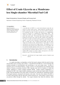 Effect of Crude Glycerin on a Membrane- less Single