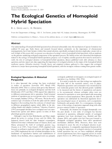 The Ecological Genetics of Homoploid Hybrid