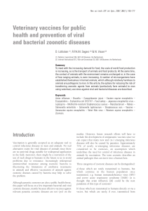 Veterinary vaccines for public health and prevention of viral