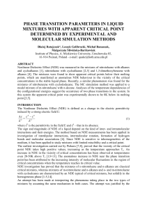 phase transition parameters in liquid mixtures with apparent