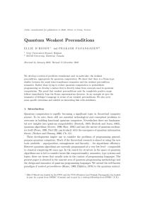 Quantum Weakest Preconditions - McGill School Of Computer Science