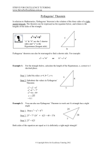Pythagoras` Theorem c =a +b - Strive for Excellence Tutoring