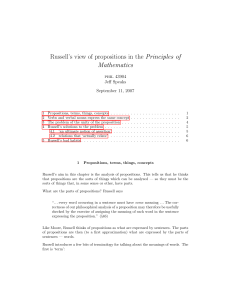 Russell`s view of propositions in the Principles of Mathematics