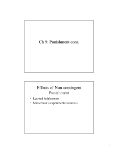 Ch 9: Punishment cont. Effects of Non