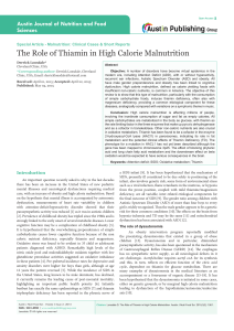 The Role of Thiamin in High Calorie Malnutrition
