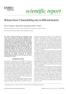 Release factor 2 frameshifting sites in different bacteria