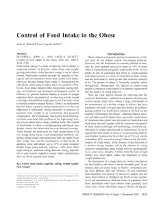 Control of Food Intake in the Obese