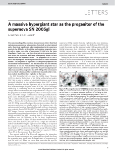 A massive hypergiant star as the progenitor of the supernova SN