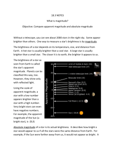 18.3 NOTES What is magnitude? Objective: Compare apparent