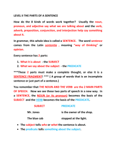 LEVEL II THE PARTS OF A SENTENCE How do the 8 kinds of