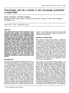 Polyinosinlc acid as a carrier in the microscale purification of total RNA