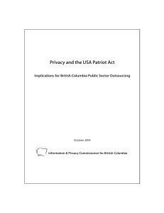 Privacy and the USA Patriot Act - Office of the Information and