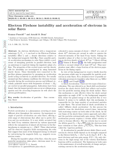 Electron Firehose instability and acceleration of electrons in solar