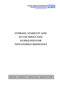 storage, stability and in-use shelf-life guidelines for non