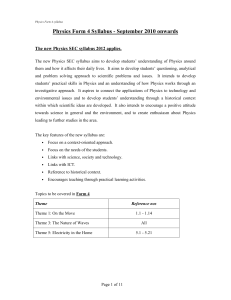 Physics Form 4 Syllabus