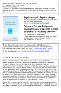 Evidence for psychodynamic psychotherapy in specific mental