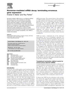 Nonsense-mediated mRNA decay - Case Western Reserve University