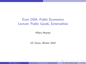 Public Goods, Externalities - Goldman School of Public Policy