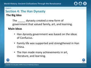 Chapter 6 Section 4: The Han Dynasty