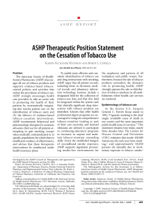 ASHP Therapeutic Position Statement on the Cessation of Tobacco