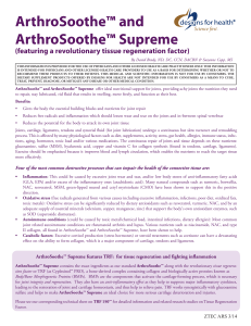 ArthroSoothe™ and ArthroSoothe™ Supreme