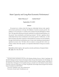 State Capacity and Long-Run Economic Performance