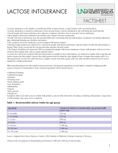 LACTOSE INTOLERANCE