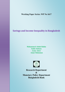 Savings and Income Inequality in Bangladesh