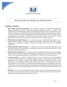 HEALTHCARE TECHNOLOGY DEFINITIONS Healthcare Solutions