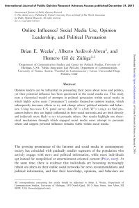 Social Media Use, Opinion Leadership, and Political Persuasion