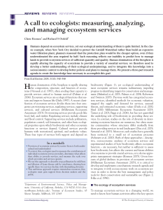 A call to ecologists: measuring, analyzing, and managing ecosystem