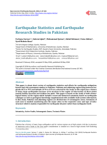 Earthquake Statistics and Earthquake Research Studies in Pakistan