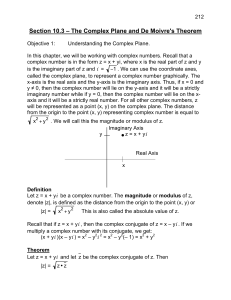 Section 10.3 – The Complex Plane and De Moivre`s Theorem