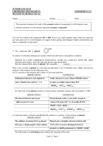 JUNIOR COLLEGE CHEMISTRY DEPARTMENT EXPERIMENT 15